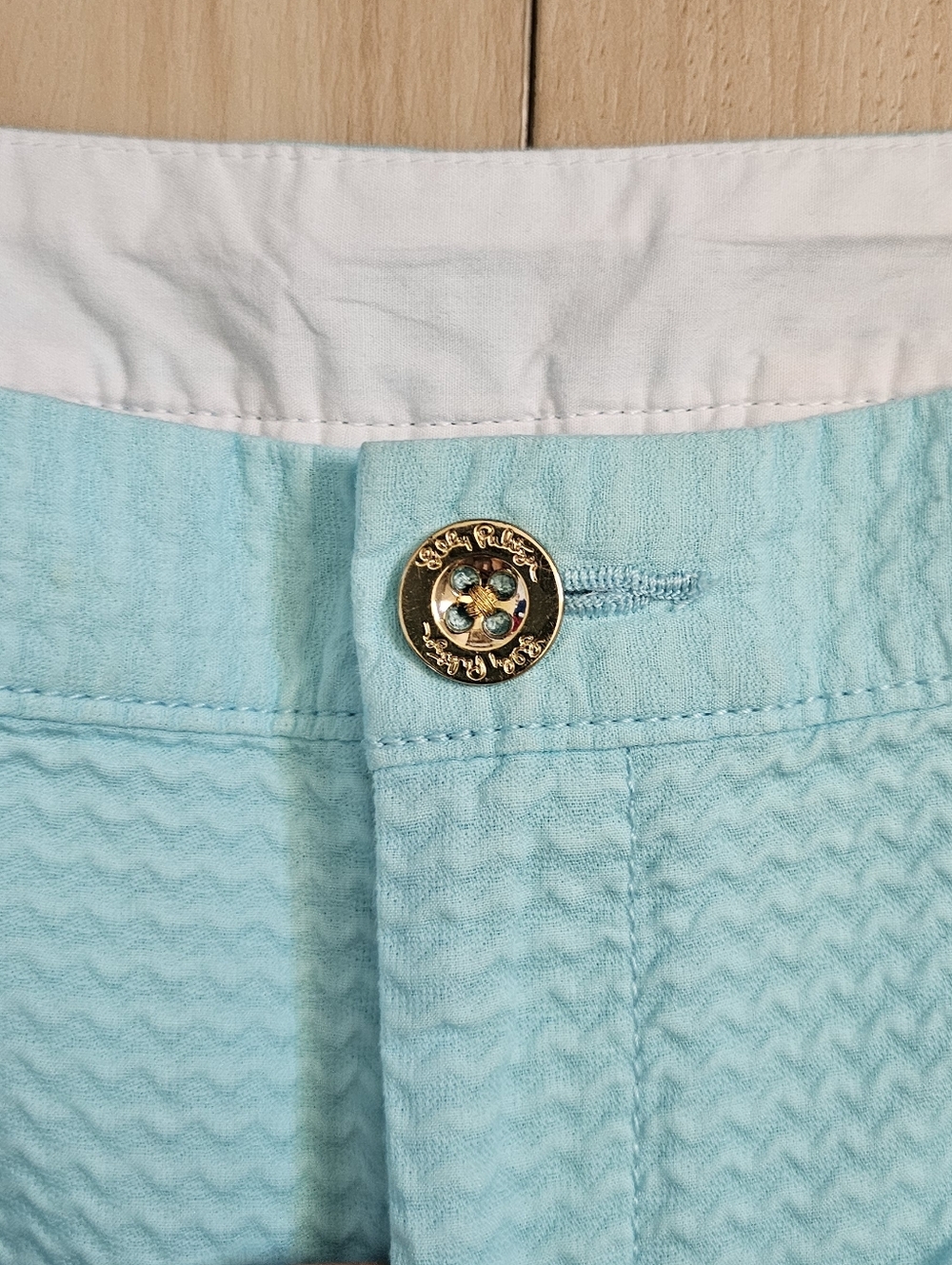 Lilly Pulitzer Buttercup Scalloped Shorts Bali Blue Aqua - Picture 2 of 9